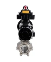 Кран шаровой DN.ru BV3232P(3pc)-FP-SW-ISO-H Ду100 Ру63 полнопроходной, корпус - нержавеющая сталь SS316, под приварку, с пневмоприводом PA-DA-105-1, пневмораспределителем 4M310-08 AC220V, БКВ APL-410N EX