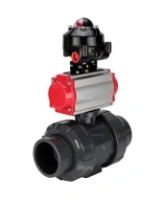 Кран шаровой DN.ru BV4242E-FP-GRM-ISO Дн50 Ру10 полнопроходной, корпус - НПВХ, шар - НПВХ, уплотнение - EPDM, с пневмоприводом PA-SA-065 и БКВ APL-510N EX