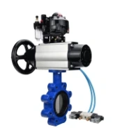 Затвор дисковый поворотный DN.ru WBV1631N-2W-Fb-H Ду150 Ру16 LUG корпус - чугун QT450, диск - нержавеющая сталь 304, уплотнение - NBR, с пневмоприводом PA-DA-105-1, пневмораспределителем 4V320-08 AC220V, БКВ APL-510N EX и БПВ AFC2000