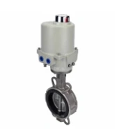 Затвор дисковый поворотный DN.ru WBV3232V-2W-Fb-H Ду100 Ру16, корпус - нержавеющая сталь 316L, диск - нержавеющая сталь 316L, уплотнение - VITON, с электроприводом ГЗ-ОФ-80/21К 220В