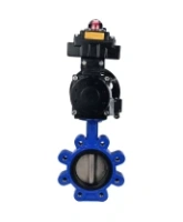 Затвор дисковый поворотный DN.ru WBV1616E-2W-Fb-H Ду125 Ру16 LUG корпус - чугун QT450, диск - чугун QT450, уплотнение - EPDM, с пневмоприводом DN.ru PA-DA-105-1, пневмораспределителем 4M310-08 AC220V, БКВ APL-410N EX и БПВ AFC2000