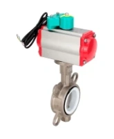 Затвор дисковый поворотный DN.ru WBV3232P-2W-Fb-H Ду80 Ру16 корпус - нержавеющая сталь 316L, диск - нержавеющая сталь 316L, уплотнение - PTFE, с пневмоприводом PA-DA-083 и магнитным переключателем ALS200D