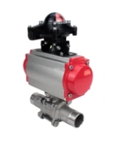 Кран шаровой DN.ru BV3232P(3pc)-FP-W-ISO-H LONG Ду80 Ру25 полнопроходной, корпус - нержавеющая сталь 316, уплотнение - PTFE, под приварку, с пневмоприводом DN.ru PA-SA-130, пневмораспределителем 4M310-08 AC220V и БКВ APL-210N