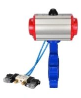 Затвор дисковый поворотный DN.ru WBV1616E-2W-Fb-H Ду100 Ру16 LUG корпус - чугун QT450, диск - чугун QT450, уплотнение - EPDM, с пневмоприводом DN.ru PA-SA-130 и пневмораспределителем 4V320-08 AC220V