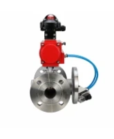 Кран шаровой DN.ru BV3232P(2pc)-FP-3WL-F-ISO-H Ду20 Ру16 HYMT, трехходовой L-тип, полнопроходной, фланцевый, корпус - нержавеющая сталь SS316, с пневмоприводом PA-DA-052, пневмораспределителем 4V320-08 AC220V и БКВ APL-210N