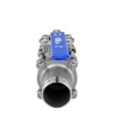 Кран шаровой DN.ru BV3232P(3pc)-FP-W-ISO-H LONG Ду80 Ру25 полнопроходной, трехсоставной, корпус - нержавеющая сталь 316, уплотнение - PTFE, под приварку, с рукояткой