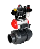 Кран шаровой DN.ru BV4242E-FP-GRM-ISO Дн50 Ру10 полнопроходной, корпус - НПВХ, шар - НПВХ, уплотнение - EPDM, с пневмоприводом PA-SA-065, пневмораспределителем 4M310-08 AC220V, БКВ APL-410N EX и БПВ AFC2000