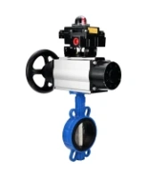 Затвор дисковый поворотный DN.ru WBV1413E-2W-Fb-H Ду150 Ру16, корпус - чугун GGG50, диск - чугун GGG40, уплотнение - EPDM, с пневмоприводом DN.ru PA-DA-105-1 двойного действия, пневмораспределителем 4M310-08 AC220V, БКВ APL-410N EX