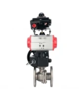Кран шаровой DN.ru BV3232P(2pc)-FP-F-ISO-H Ду80 Ру16 полнопроходной двухходовой, нержавеющая сталь 316, фланцевый, уплотнение - PTFE, с пневмоприводом PA-DA-083, ручным дублером MON2-450-T28-ISO и БКВ APL-410N EX