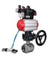 Кран шаровой DN.ru BV3232P(2pc)-FP-T-ISO-H Ду65 Ру40, внутренняя резьба, полнопроходной, нержавеющая сталь SS316, PTFE, с пневмоприводом PA-DA-083, пневмораспределителем 4V320-10 AC220V, БКВ APL-410N Ex, ручным дублером MON2-450-T28-ISO, БПВ AFC2000