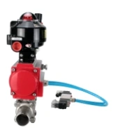 Кран шаровой DN.ru BV3232P(3pc)-FP-W-ISO-H LONG Ду80 Ру25 полнопроходной, корпус - нержавеющая сталь 316, уплотнение - PTFE, под приварку, с пневмоприводом PA-DA-083, пневмораспределителем 4V320-08 AC220V, БКВ APL-510N EX и БПВ AFC2000