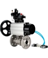 Кран шаровой DN.ru BV3232P(3pc)-FP-F-ISO-H Ду100 Ру25 фланцевый с ISO-фланцем, корпус - нержавеющая сталь 316, полнопроходной, уплотнение - PTFE, с пневмоприводом PA-DA-105-1, пневмораспределителем 4V320-08 AC220V, БКВ APL-210N, БПВ AFC2000