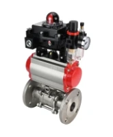 Кран шаровой DN.ru BV3131P(3pc)-FP-F-ISO-H Ду15 Ру40, трехсоставной полнопроходной фланцевый, нержавеющая сталь SS304, PTFE, с пневмоприводом PA-SA-065 с возвратными пружинами, с пневмораспределителем 4M310-08 AC220V, с БКВ APL-410N EX, с БПВ AFC2000