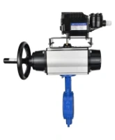 Затвор дисковый поворотный DN.ru WBV1413E-2W-Fb-H Ду150 Ру16, корпус - чугун GGG50, диск - чугун GGG40, уплотнение - EPDM, с пневмоприводом DN.ru PA-DA-105-1 двойного действия и с электропневматическим поворотным позиционером YT-1000RSN без обратной связи