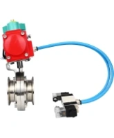 Затвор дисковый поворотный DN.ru WBV3131S-2W-T-H Ду80 Ру10 резьбовой, корпус - пищевая нержавеющая сталь 304, уплотнение - Silicon, с пневмоприводом PA-SA-083, пневмораспределителем 4V320-08 AC220V и магнитным переключателем ALS200D