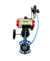 Затвор дисковый поворотный DN.ru WBV1413E-2W-Fb-H Ду150 Ру16, корпус - чугун GGG50, диск - чугун GGG40, EPDM, с пневмоприводом PA-DA-105 двойного действия, пневмораспределителем 4M310-08 AC220V, ручным дублером MON3-700-T38-ISO, БПВ AFC2000