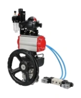 Кран шаровой DN.ru BV3232P(3pc)-FP-W-ISO-H Ду50 Ру40, полнопроходной, нержавеющая сталь 316, PTFE, под приварку, с пневмоприводом PA-DA-083, пневмораспределителем 4V320-10 AC220V, БКВ APL-210N, ручным дублером MON2-450-T28-ISO, БПВ AFC2000