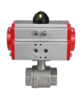 Кран шаровой DN.ru BV3232P(2pc)-FP-T-ISO-H Ду80 Ру40 полнопроходной двухходовой, нержавеющая сталь 316, внутренняя резьба, уплотнение - PTFE, с пневмоприводом с возвратными пружинами PA-SA-130