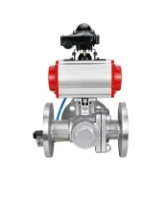 Кран шаровой DN.ru BV3232P(2pc)-FP-3WL-F-ISO-H Ду20 Ру16 HYMT, трехходовой L-тип, полнопроходной, фланцевый, корпус - нержавеющая сталь SS316, с пневмоприводом PA-DA-052, пневмораспределителем 4V320-08 AC220V и БКВ APL-210N