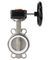 Затвор дисковый поворотный DN.ru 316L-316L-PTFE Ду100 Ру16 межфланцевый, корпус - нержавеющая сталь 316L, диск - нержавеющая сталь 316L, уплотнение - PTFE, с редуктором Pro-Gear X-21-W-200