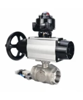 Кран шаровой DN.ru BV3232P(4pc)-SP-3WL-T-ISO-H WDVF Ду65 Ру40 стандартнопроходной, 3-ходовой L-тип, внутренняя резьба, нержавеющая сталь AISI 316, PTFE, с пневмоприводом PA-DA-105-1, пневмораспределителем 4V320-08 AC220V и БКВ APL-510N EX