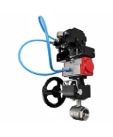 Кран шаровой DN.ru BV3232P(2pc)-FP-T-ISO-H Ду65 Ру40 полнопроходной, нерж. сталь SS316, внутренняя резьба, PTFE, с пневмоприводом PA-DA-083, ручным дублером MON2-450-T28-ISO и с эл.пневматич. поворотным позиционером YT-1000RSN без обратной связи