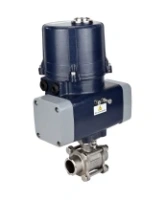 Кран шаровой DN.ru BV3232P(3pc)-FP-W-ISO-H WDVF Ду15 Ру63 полнопроходной, трехсоставной, корпус - нержавеющая сталь 316, уплотнение - PTFE, под приварку, с 1/4-оборотным электроприводом DN.ru QTSA-N-003EM-O0-220VAC с пружинным возвратом