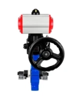 Затвор дисковый поворотный DN.ru WBV1631N-2W-Fb-H Ду150 Ру16 LUG корпус - чугун QT450, диск - нержавеющая сталь 304, уплотнение - NBR, с пневмоприводом DN.ru PA-DA-105, пневмораспределителем 4V320-08 AC220V и редуктором MON3-700-T38-ISO