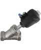Клапан отсечной пневматический DN.ru VSP3241P-T-1PNC 1 1/2″ Ду40 Ру25, корпус - нержавеющая сталь SS316, резьбовой, Y-образный, корпус привода - пластик