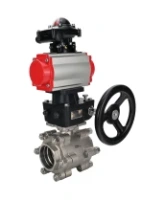 Кран шаровой DN.ru BV3232P(3pc)-FP-SW-ISO-H Ду65 Ру63 полнопроходной, корпус - нержавеющая сталь SS316, под приварку, с пневмоприводом PA-DA-105, БКВ APL-210N, ручным дублером MON2-450-T28-ISO