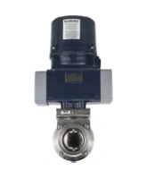 Затвор дисковый поворотный DN.ru WBV3131E-2W-T-H Ду50 Ру10 резьбовой, корпус - пищевая нержавеющая сталь AISI 304, диск - нержавеющая сталь AISI 304, уплотнение - EPDM, с электроприводом четвертьоборотным DN.ru QTSA-N-003EM-O0-220VAC с пружинным возвратом
