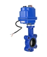 Затвор дисковый поворотный DN.ru WBV1631E-2W-Fb-H Ду50 Ру16 LUG межфланцевый, корпус - чугун QT450, диск - нержавеющая сталь AISI 304, уплотнение - EPDM, с электроприводом QT-N-003EM-O1-12VDC-У1 blue 12В