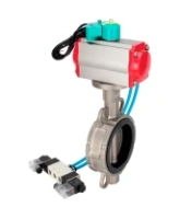Затвор дисковый поворотный DN.ru WBV3232E-2W-Fb-H Ду65 Ру16 корпус - нержавеющая сталь 316L, диск - нержавеющая сталь 316L, уплотнение - EPDM, с пневмоприводом PA-DA-065, пневмораспределителем 4V320-08 AC220V и магнитным переключателем ALS200D