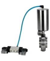 Затвор дисковый поворотный DN.ru WBV3131S-2W-W-H Ду80 Ру10 под приварку, пищевая нержавеющая сталь 304, уплотнение – Silicon, с пневмоприводом DN.ru PA-SA-85 и пневмораспределителем DN.ru 4V320-08 AC220V