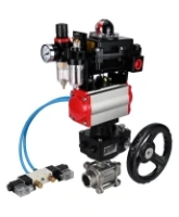 Кран шаровой DN.ru BV3232P(3pc)-FP-W-ISO-H WDVF Ду40 Ру40 полнопроходной, трехсоставной, нерж. сталь 316, PTFE, под приварку, с пн.приводом PA-DA-065, пн.распределителем 4V320-08 AC220V, БКВ APL-410N EX, руч. дублером MON1-250-T26-ISO, БПВ AFC2000
