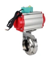 Затвор дисковый поворотный DN.ru WBV3131S-2W-W-H Ду80 Ру10 под приварку, пищевая нержавеющая сталь 304, уплотнение - Silicon, с пневмоприводом PA-DA-052 и магнитным переключателем ALS200D