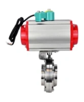 Затвор дисковый поворотный DN.ru WBV3131S-2W-W-H Ду80 Ру10 под приварку, пищевая нержавеющая сталь 304, уплотнение - Silicon, с пневмоприводом PA-DA-052 и магнитным переключателем ALS200D