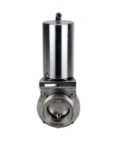 Затвор дисковый поворотный DN.ru WBV3131E-2W-T-H Ду100 Ру10 резьбовой, пищевая нержавеющая сталь 304, уплотнение – EPDM, с пневмоприводом DN.ru PA-SA-85 с возвратными пружинами
