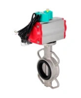 Затвор дисковый поворотный DN.ru WBV3131E-2W-Fb-H Ду80 Ру16 корпус - нержавеющая сталь 304, диск - нержавеющая сталь 304, уплотнение - EPDM, с пневмоприводом PA-DA-083, пневмораспределителем 4M310-08 AC220V и магнитным переключателем ALS200D