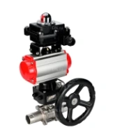 Кран шаровой DN.ru BV3232P(3pc)-FP-W-ISO-H LONG Ду65 Ру25 полнопроходной, корпус - нержавеющая сталь 316, уплотнение - PTFE, под приварку, с пневмоприводом DN.ru PA-DA-083, редуктором DN.ru MON2-450-T28-ISO и БКВ APL-410N EX