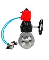 Кран шаровой DN.ru BV3232P(2pc)-FP-F-ISO-H WDVF Ду80 Ру16 полнопроходной, фланцевый, корпус - нержавеющая сталь 316, уплотнение - PTFE, с пневмоприводом PA-DA-105, пневмораспределителем 4V320-08 AC220V, БПВ AFC2000 и ручным дублером MON2-450-T28-ISO