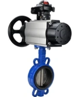 Затвор дисковый поворотный DN.ru WBV1432E-2W-Fb-H Ду150 Ру16, корпус - чугун GGG50, диск - нержавеющая сталь 316L, уплотнение - EPDM, с пневмоприводом DN.ru PA-DA-105-1 двойного действия, пневмораспределителем 4M310-08 AC220V, БКВ APL-210N