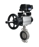 Затвор дисковый поворотный DN.ru WBV3232E-2W-Fb-H Ду150 Ру16, корпус - нержавеющая сталь 316L, диск - нержавеющая сталь 316L, уплотнение - EPDM, с пневмоприводом PA-DA-105-1 и с электропневматическим поворотным позиционером YT-1000RSN без обратной связи