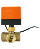 Кран шаровой DN.ru BV0030NP-SP-3L-T-ED Ду20 Ру16 стандартнопроходной, L-тип, трехходовой, латунь, внутренняя резьба, уплотнение - нитриловый каучук / PTFE, с электроприводом 220В без концевых выключателей