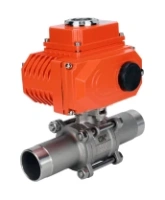 Кран шаровой DN.ru BV3232P(3pc)-FP-W-ISO-H LONG Ду32 Ру40 полнопроходной, под приварку, корпус - нержавеющая сталь SS316, уплотнение - PTFE, с 1/4-оборотным электроприводом QT-N-003EM-O1-24VDC-У1 24В HARK