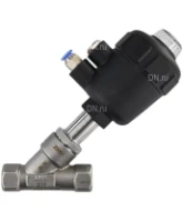 Клапан отсечной пневматический DN.ru VSP3241P-T-1PNC 1/2″ Ду15 Ру25, корпус - нержавеющая сталь SS316, резьбовой, Y-образный, корпус привода - пластик