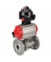 Кран шаровой DN.ru BV3131P(3pc)-FP-F-ISO-H Ду15 Ру40 фланцевый, полнопроходной, трехсоставной, корпус - нержавеющая сталь SS304, уплотнение - PTFE, с пн.приводом DN.ru PA-DA-052 пн.распределителем 4M310-08 DC24V и БКВ APL-510N-EX