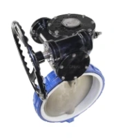 Затвор дисковый поворотный DN.ru WBV3432P-2W-Fb-R Ду400 Ру16 межфланцевый, корпус - углеродистая сталь WCB, диск - нержавеющая сталь 316L, уплотнение - PTFE, с редуктором