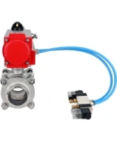 Кран шаровой DN.ru BV3232P(3pc)-FP-W-ISO-H WDVF Ду40 Ру40 полнопроходной, трехсоставной, корпус - нержавеющая сталь 316, уплотнение - PTFE, под приварку, с пневмоприводом PA-SA-105, пневмораспределителем 4V320-08 AC220V