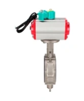 Затвор дисковый поворотный DN.ru WBV3232E-2W-Fb-H Ду65 Ру16 корпус - нержавеющая сталь 316L, диск - нержавеющая сталь 316L, уплотнение - EPDM, с пневмоприводом PA-DA-065, пневмораспределителем 4M310-08 AC220V и магнитным переключателем ALS200D